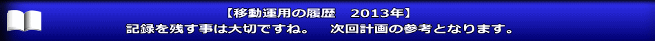 【移動運用の履歴　2013年】 記録を残す事は大切ですね。　次回計画の参考となります。